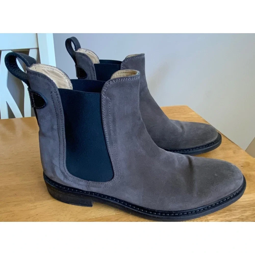 George Brown Bilt Grey Brown Suede Chelsea Boots Mens Size 9M Italy Sample Shoe